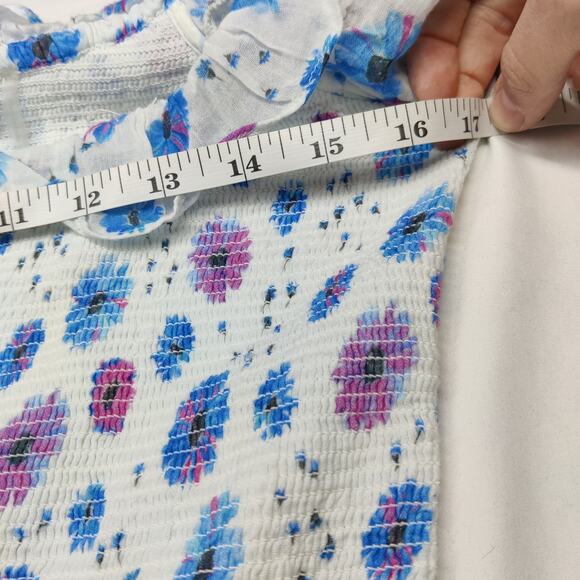 LoveShackFancy Smocked Kodie Mini Dress Purple Blue Floral Ruffle Sleeve Small - Picture 14 of 15